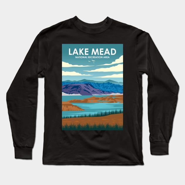 Lake Mead National Recreation Area Vintage Travel Poster Long Sleeve T-Shirt by jornvanhezik